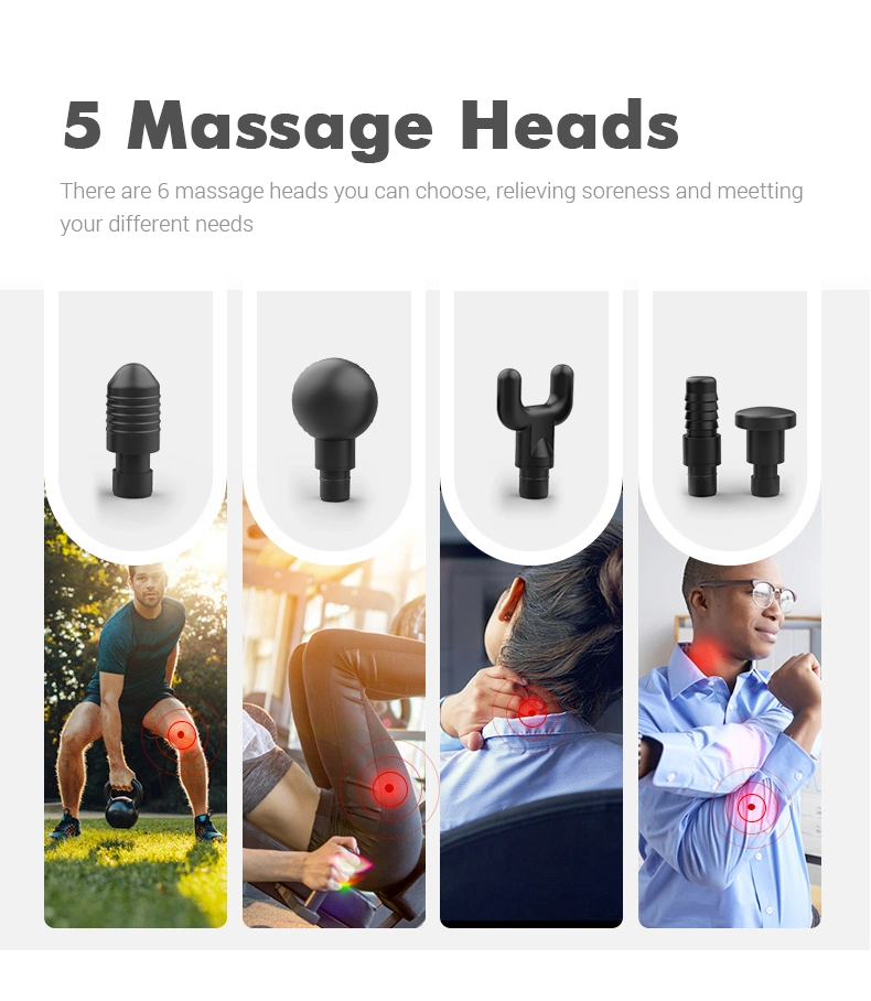 Portable Massage Device Helps Relieve Muscle Soreness, Massage Gun Deep Tissue Percussion, Handheld Button Quiet Electric Body Massager with Massage Heads