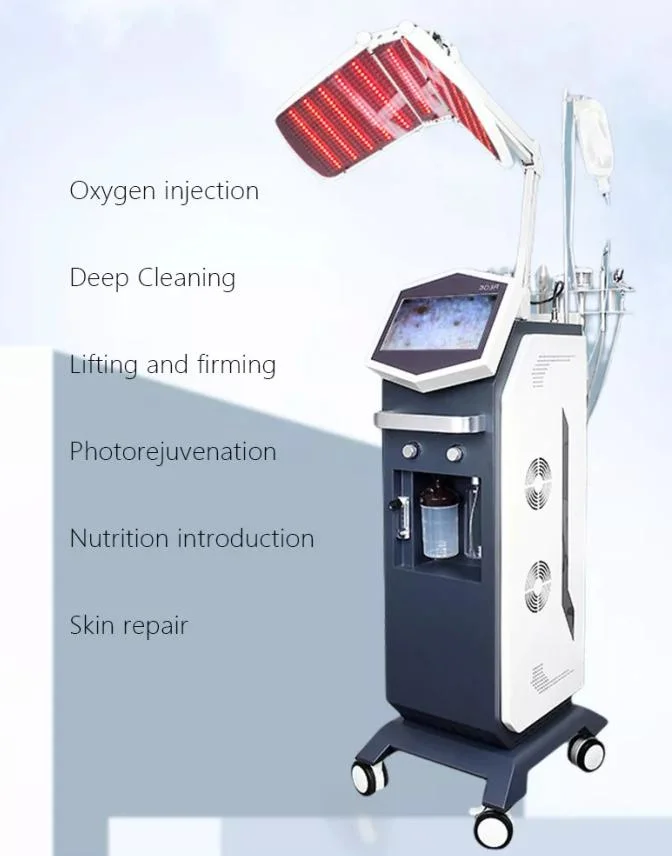 7 Color LED PDT Light Skin Care Beauty Machine LED Facial SPA PDT Therapy for Skin Rejuvenation Photon Light Therapy Oxygen Jet Peel Tender Skin Hydrogen Peel