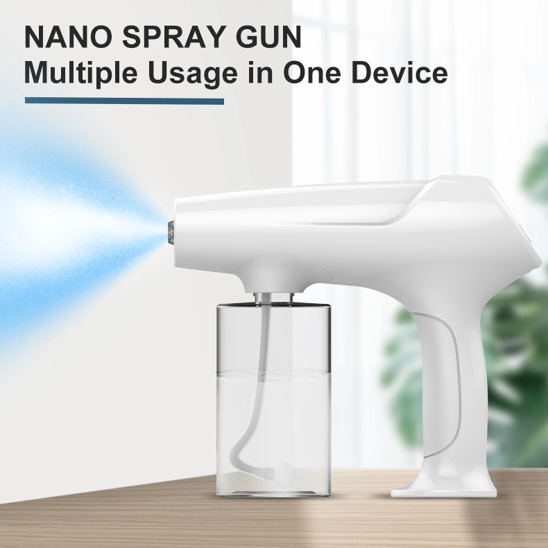 340ml Small 1800mAh Disinfection Strong Blue Light Anti Clogging Long Nozzle Cordless Nano Mist Spray Gun Sprayer F8