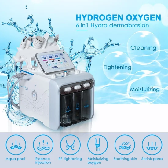 Multifonctionnel Hydro Oxygen Facial Cleaner 6 en 1 Aquafacial Water Peel Soins de la peau Équipement de beauté Hydro Scrubber RF Machine de nettoyage en profondeur du visage