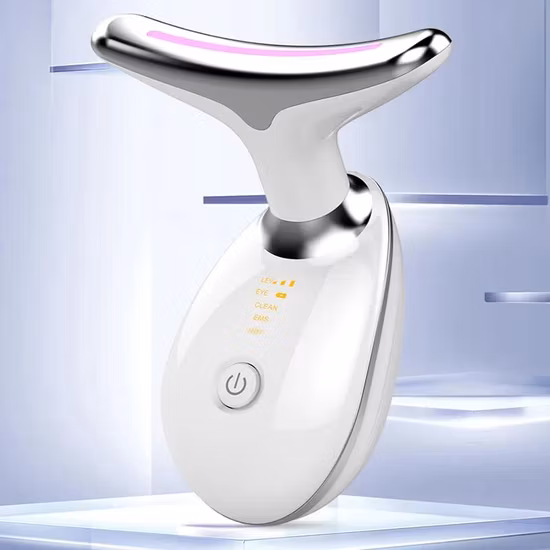 2023 plus récent électronique Portable luminothérapie EMS cou beauté Instrument Vibration visage et cou ascenseur masseur